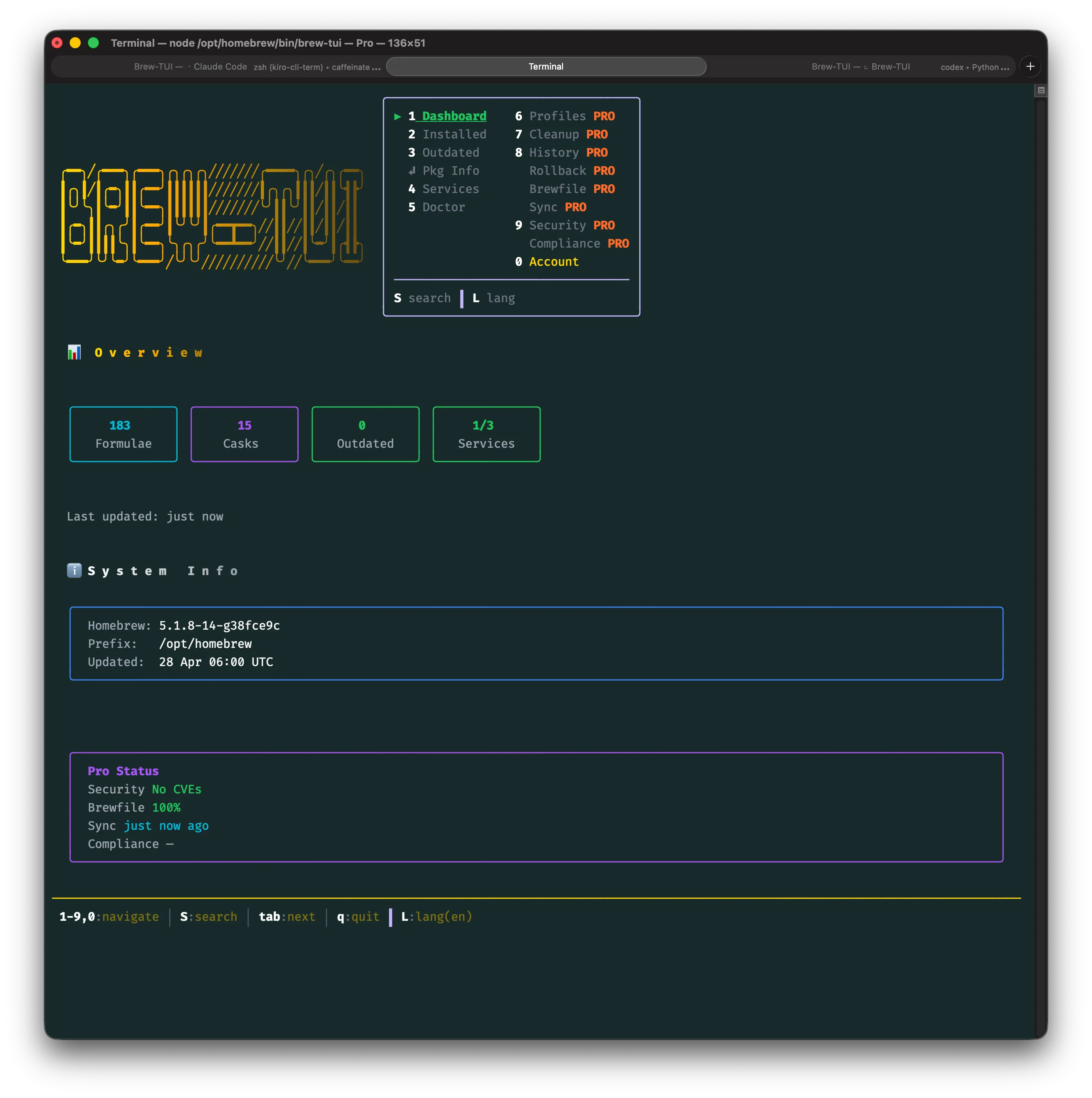 Brew-TUI + BrewBar