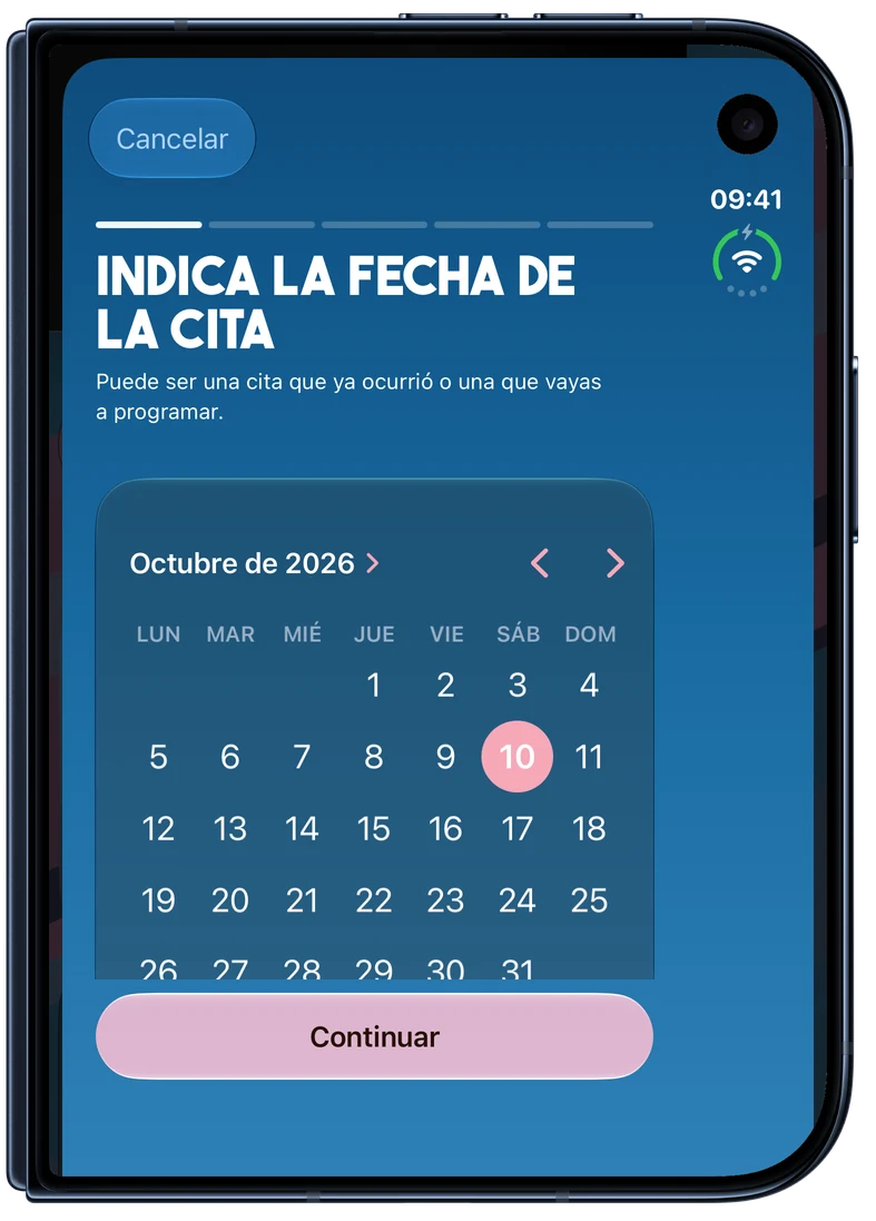 Planificación de una cita en Cortes en un iPhone Duo cerrado