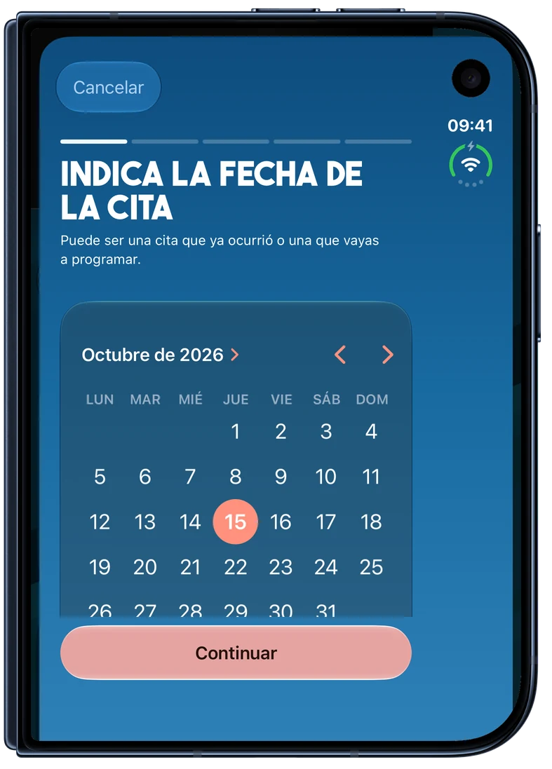 Planificación de una cita en Cortes en un iPhone Duo cerrado